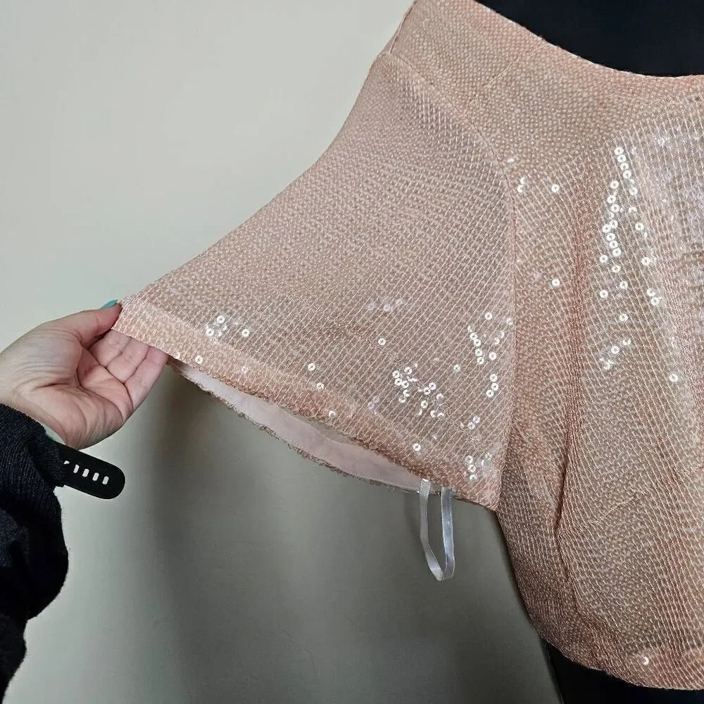 Free People Night Fever Peach Sequin Blouse